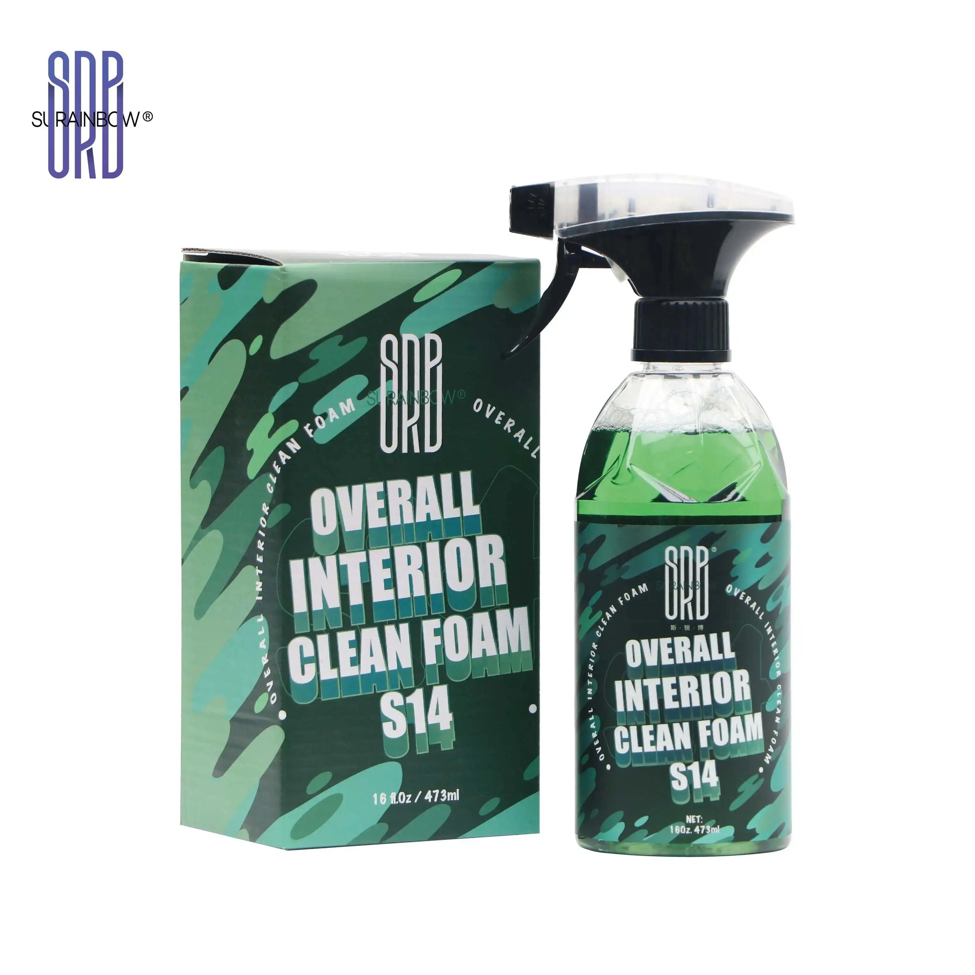 Total Interior Cleaner, Protectant & Upholstery Cleaner in a 100ml green spray bottle with black trigger for vehicle interior detailing. Ideal for leather, fabric, and plastic surfaces in cars.