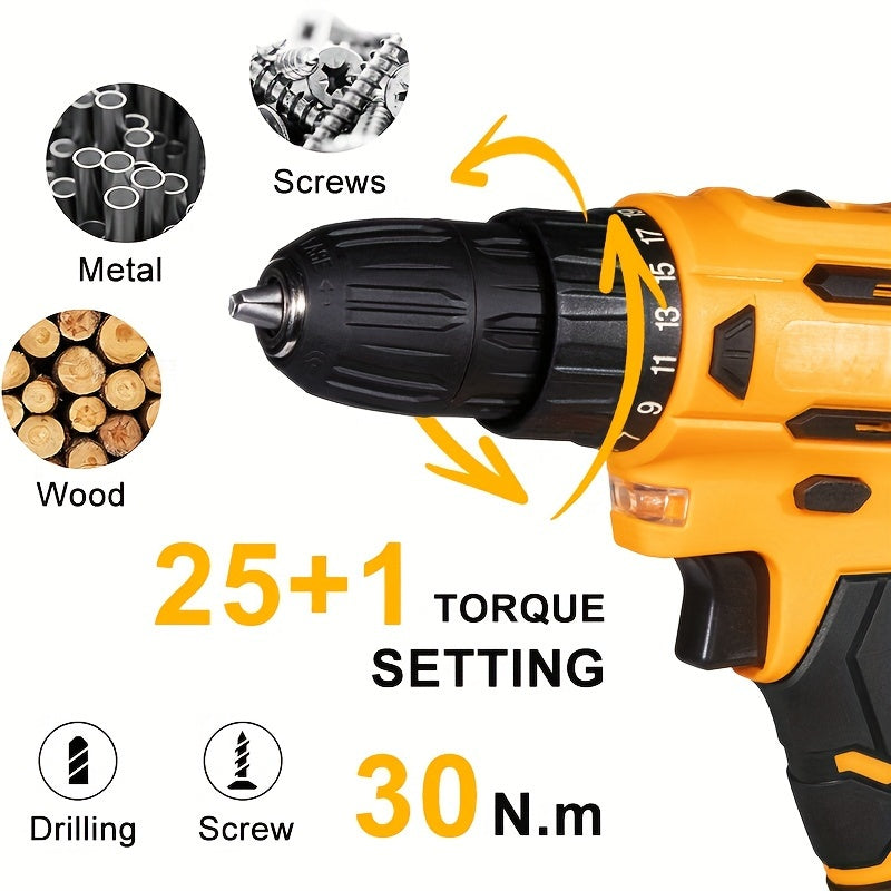 21V 4000MAH Cordless Impact Wrench and Drill Set, Brushless Power Impact Gun with Electric Drill Kit, Portable Tool Bag and Accessories for Automotive and Home Use