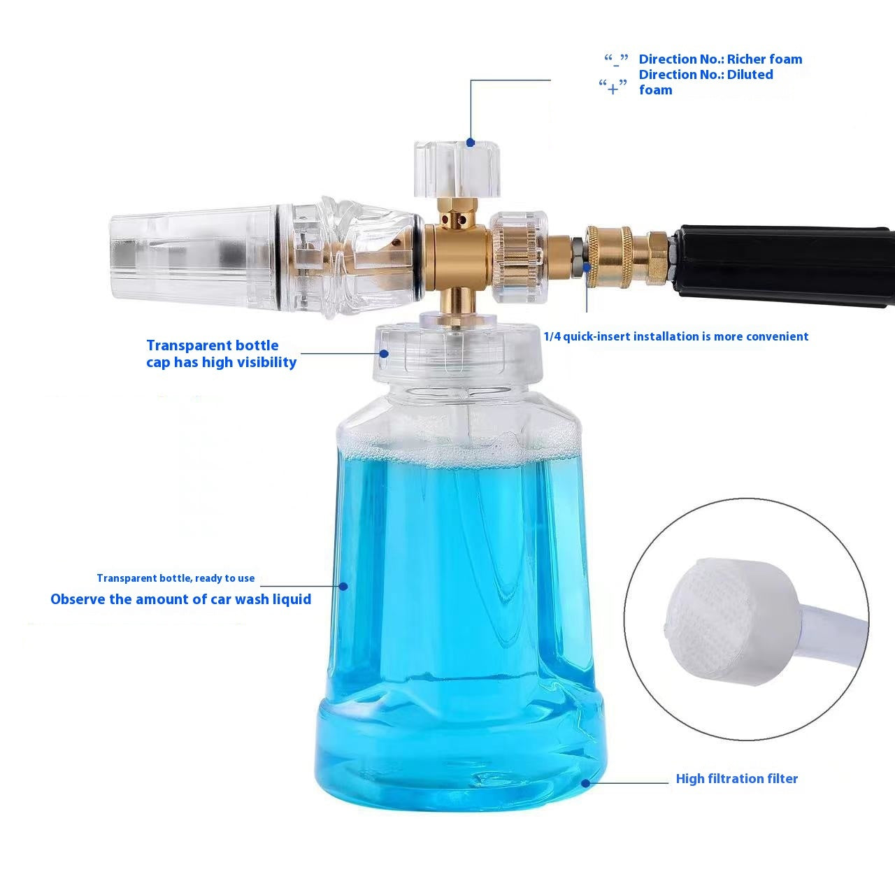 Thickened Adjustable Multi-angle High Pressure Washer PA Bubble Watering Can