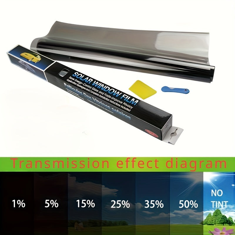 Automotive & Home Window Tint Film Roll with Installation Tools - 300cm x 50cm, PET Material, UV Protection, Solar Shade, Various Tints (1%, 5%, 15%, 25%, 35%, 50%) - 118" x 19.7" Adhesive Sun Block Sheet