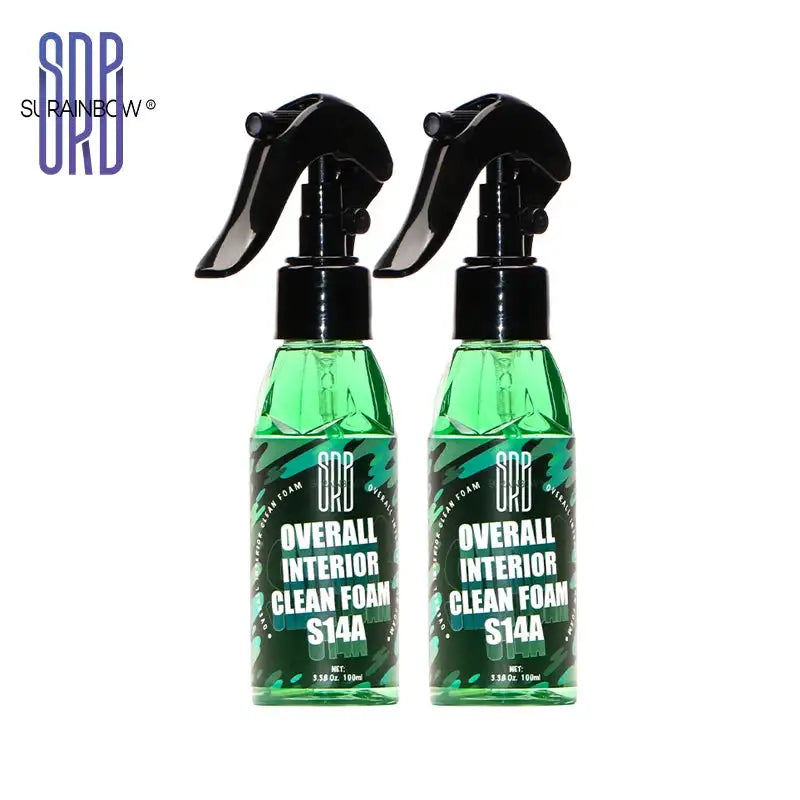 Total Interior Cleaner, Protectant & Upholstery Cleaner in a 100ml green spray bottle with black trigger for vehicle interior detailing. Ideal for leather, fabric, and plastic surfaces in cars.
