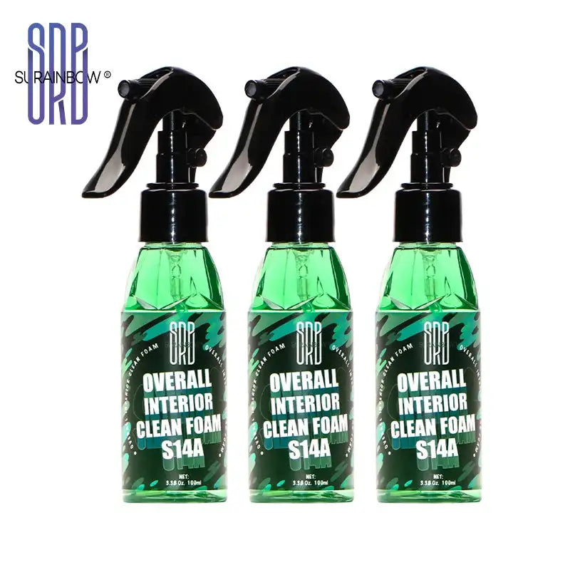 Total Interior Cleaner, Protectant & Upholstery Cleaner in a 100ml green spray bottle with black trigger for vehicle interior detailing. Ideal for leather, fabric, and plastic surfaces in cars.
