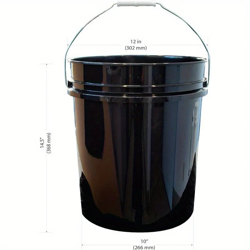 10 Buckets and 10 Lids, Black 4.4 Gallon - 20L Plastic Bucket Set