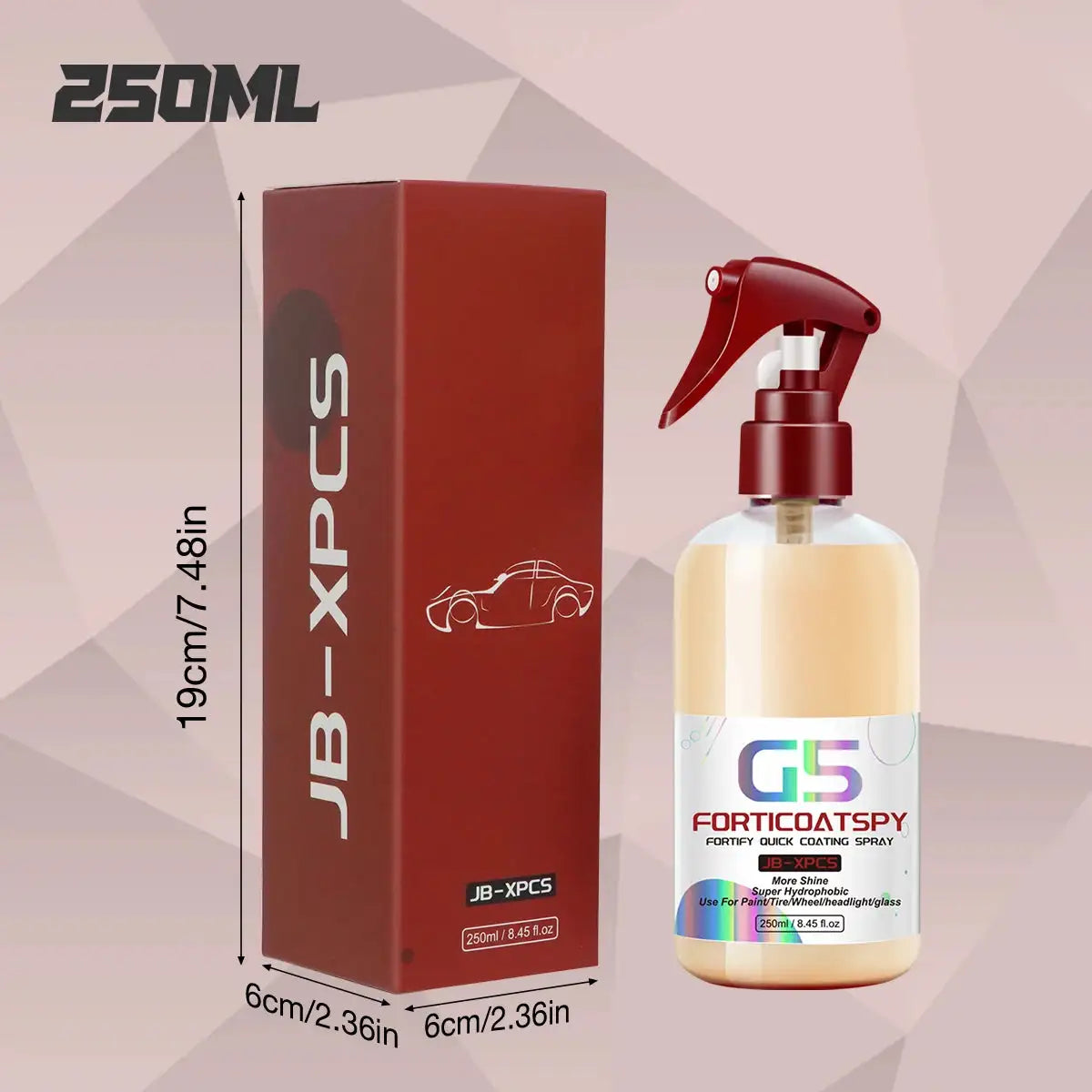 Ceramic Quick Spray - Super Hydrophobic Coating enhances car shine with high-gloss finish and water-repellent protection on black car hood.Ceramic Quick Spray - Super Hydrophobic Coating enhances car shine with high-gloss finish and water-repellent protection on black car hood.