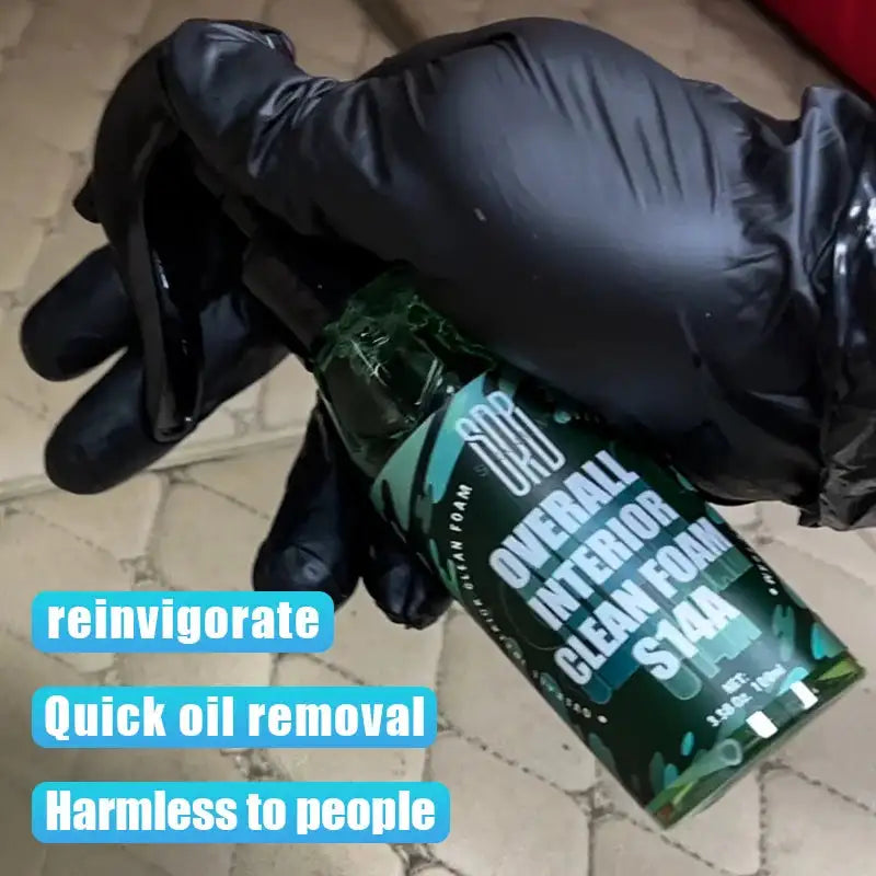 Total Interior Cleaner, Protectant & Upholstery Cleaner in a 100ml green spray bottle with black trigger for vehicle interior detailing. Ideal for leather, fabric, and plastic surfaces in cars.