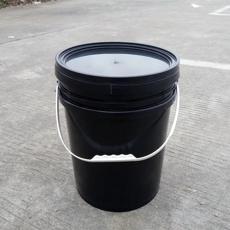 10 Buckets and 10 Lids, Black 4.4 Gallon - 20L Plastic Bucket Set