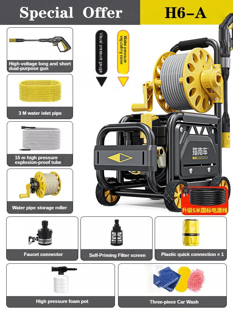 High Pressure Cleaning Machine 180Bar 220V Portable Multifunctional High Pressure Water Gun with Snow Foam for Car Washing Tool