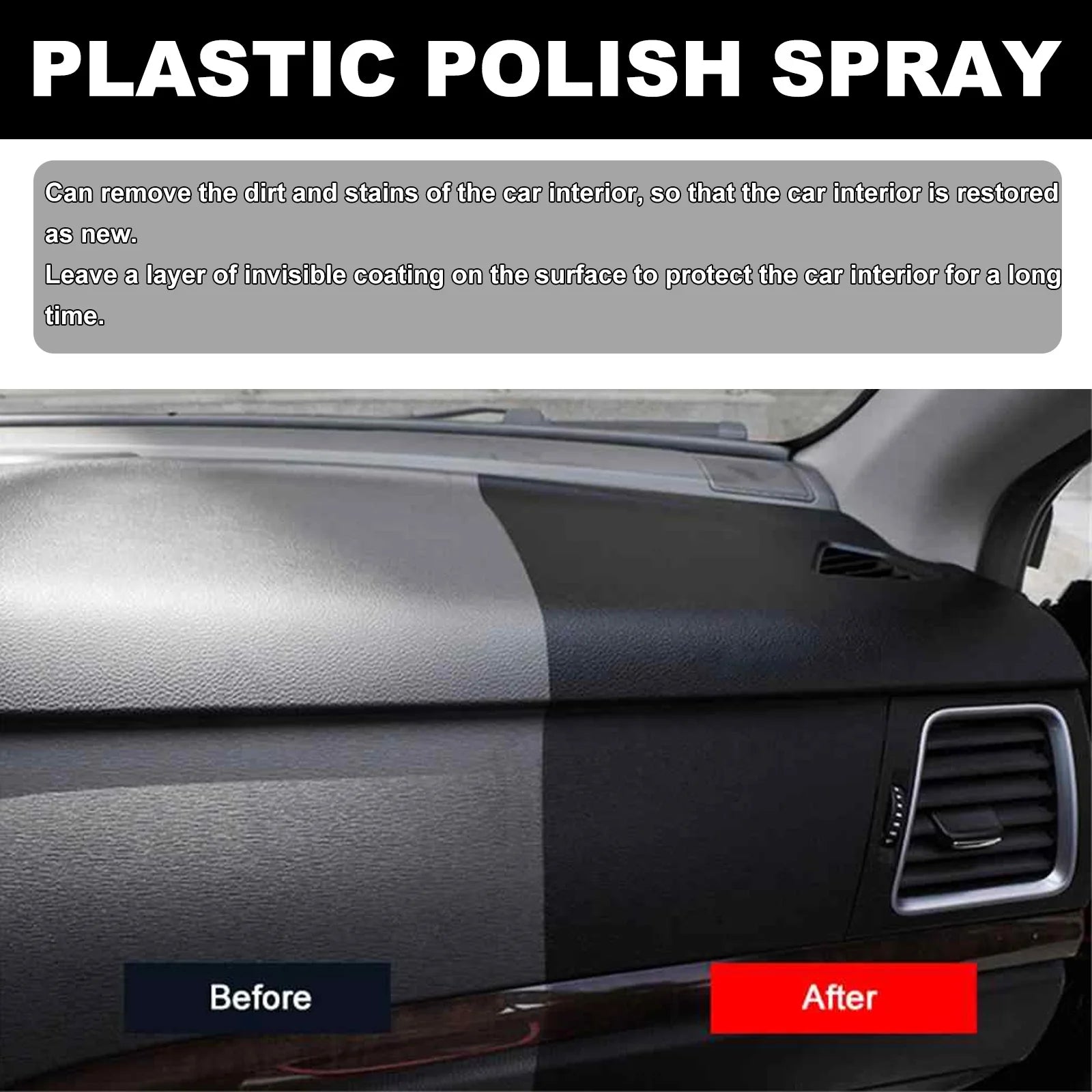 Waterless Car Interior Cleaner - Quick-Drying Upholstery & Dashboard Stain Remover