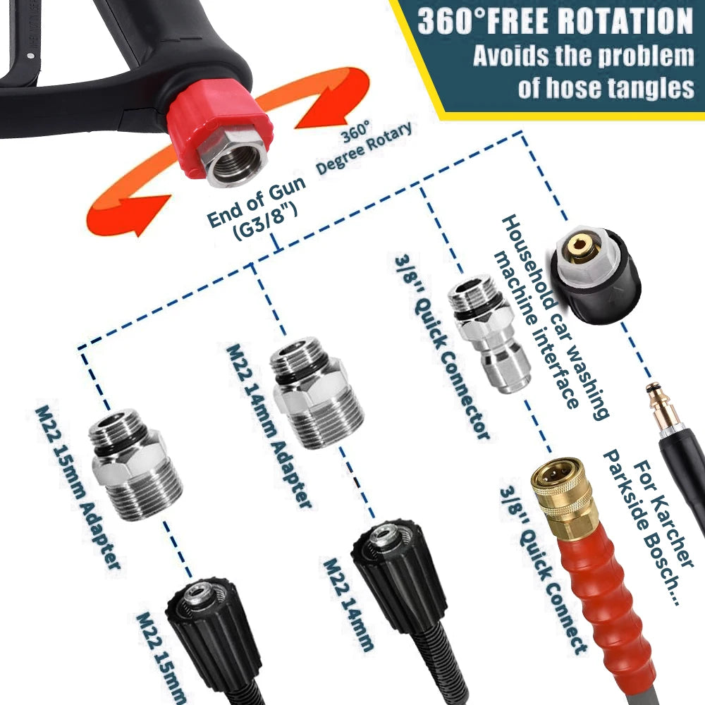 Max 350 Bar 5075 PSI Replacement High Pressure Short Washer Gun