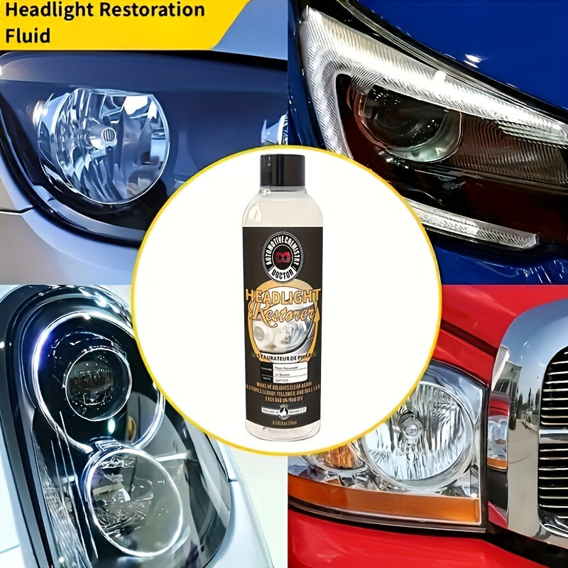 Car Headlight Restoration Fluid  Automotive Headlight Oxidation Yellowing Scratches Blurring Enhancement Crystal Plating Coating Refurbishment Agent 8.45oz