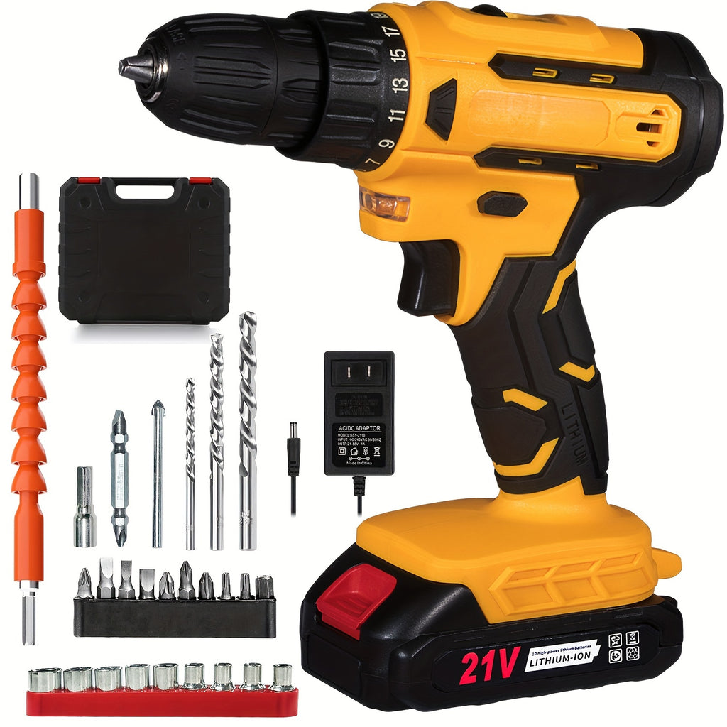 21V 4000MAH Cordless Impact Wrench and Drill Set, Brushless Power Impact Gun with Electric Drill Kit, Portable Tool Bag and Accessories for Automotive and Home Use